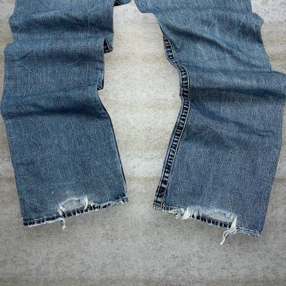 Vintage Y2K Skater Wide Leg Jeans 36x36 Flared Bell Bottoms Silver Medium Wash - Picture 6 of 6